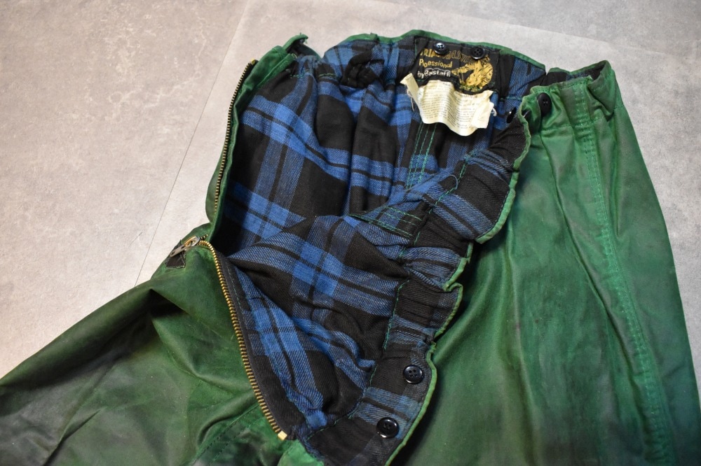 108649 1970s-1980s「Belstaff Trialmaster」ベルスタッフ トライアルマスター 希少 グリーン ジャケット&パンツ、セットアップ オイルドクロス