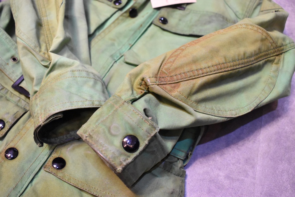 108649 1970s-1980s「Belstaff Trialmaster」ベルスタッフ トライアルマスター 希少 グリーン ジャケット&パンツ、セットアップ オイルドクロス