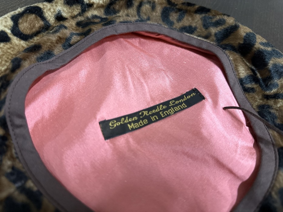 107450　ベレー帽　レオパード 豹柄　 INNOCENT ＆ GOLDEN NEEDLE LONDON コラボ商品！ Made in Great Britain