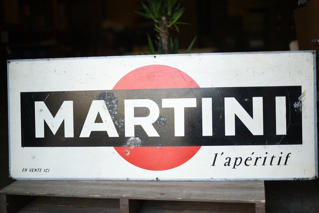 103976  ヴィンテージ　特大　MARTINI マルティニ サインプレート　アルミ製看板　英国