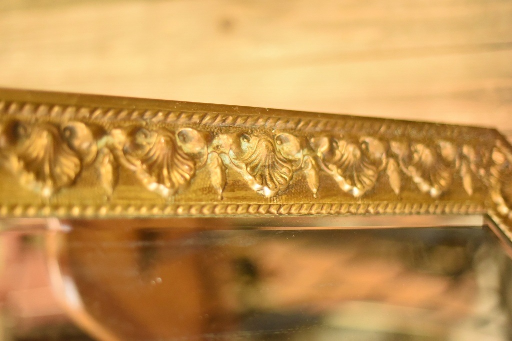 103930 ヴィンテージ　大型　ゴールド　レリーフ　ミラー