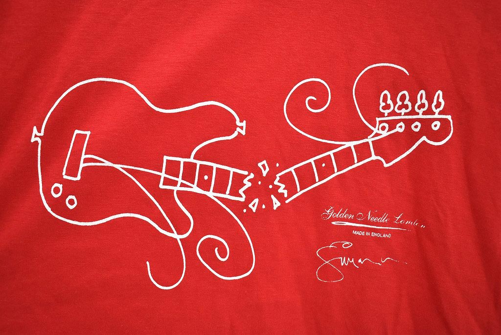 [PS] レディース　RED「PAUL SIMONON（THE CLASH)」 「Brocken bass」 GOLDEN NEEDLE LONDON MADE IN ENGLAND Ｔシャツ 