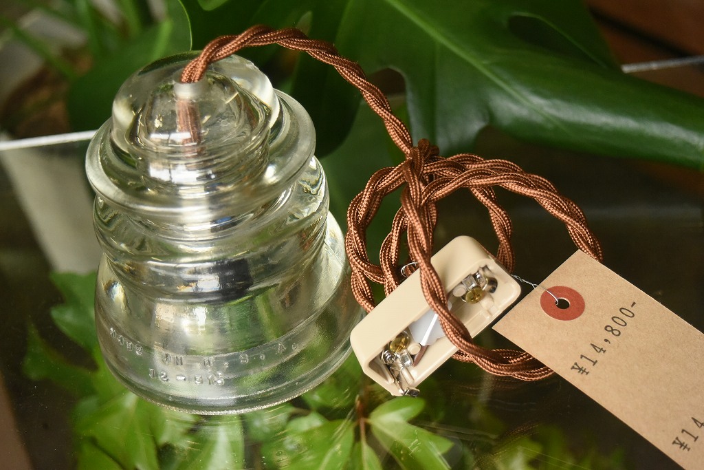 104762 インダストリアル　ガラスインシュレーター　ランプ　照明　USA　　碍子　i005C