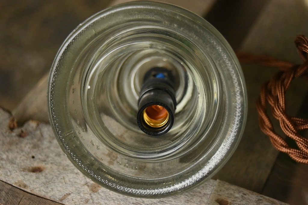 104762 インダストリアル　ガラスインシュレーター　ランプ　照明　USA　　碍子　i005C