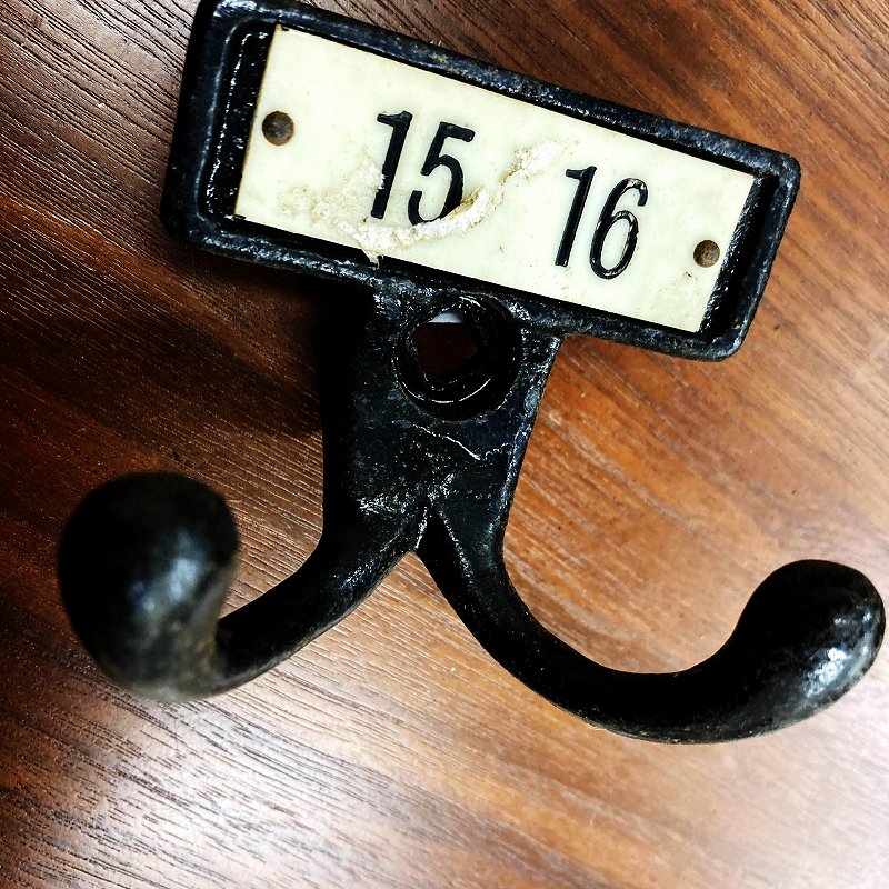 A0085 ヴィンテージ アイアン ショートフック ウォールハンガー　ショートダブルフック