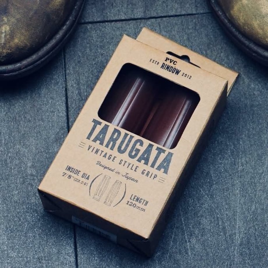 グレイ　自転車グリップ　「TARUGATA」　 Vintage Style Grip　ヴィンテージスタイルグリップ　ラバー