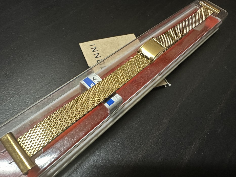 108176 LAMP 腕時計ベルト 15mm 金メッキ  金色 蛇腹  DEAD STOCK