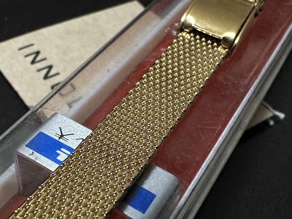 108176 LAMP 腕時計ベルト 15mm 金メッキ  金色 蛇腹  DEAD STOCK