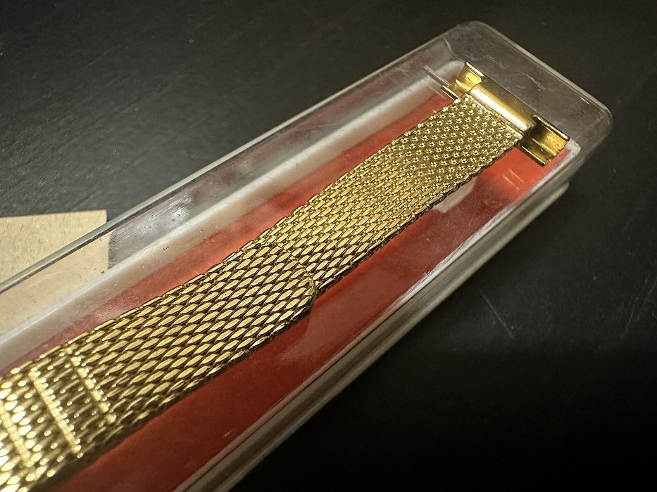 108176 LAMP 腕時計ベルト 15mm 金メッキ  金色 蛇腹  DEAD STOCK