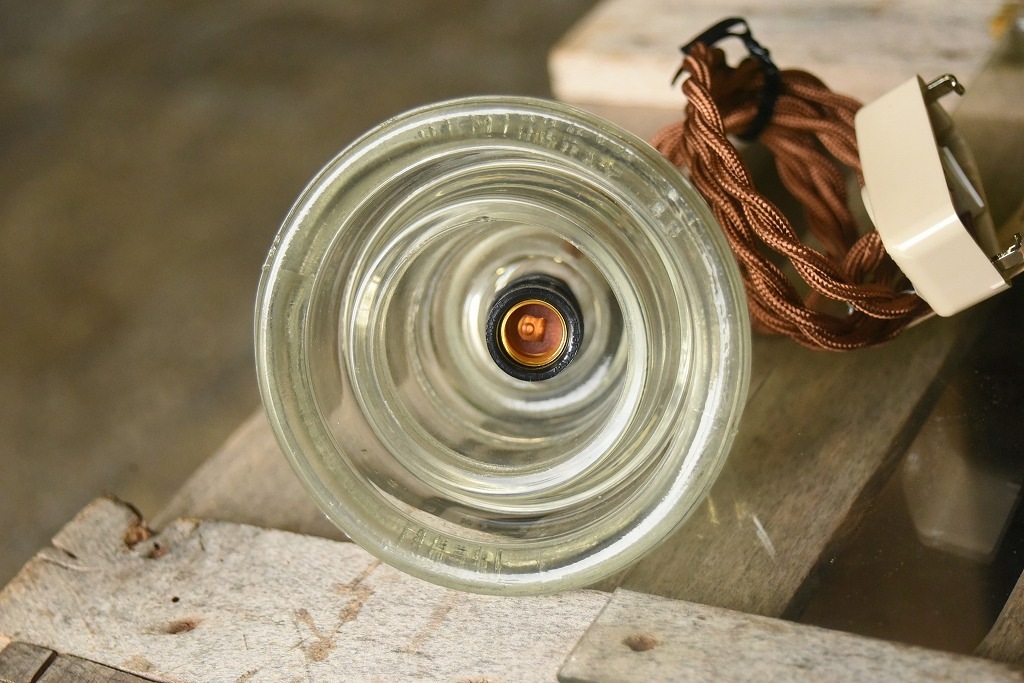 104758 インダストリアル　ガラスインシュレーター　ランプ　照明　USA　　碍子　i005C