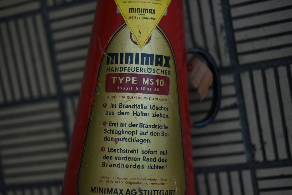 アンティーク　Minimax製消火器 1111 ヴィンテージ 「MINIMAX TYPE MS-10」 消火器 FIRE EXTINGUISHER