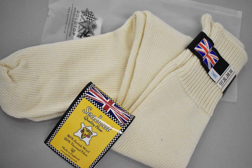 英国 「GOLDTOP」「80% Wool Seaboot Socks」 ウール80% シーブーツソックス COLOR：WHITE