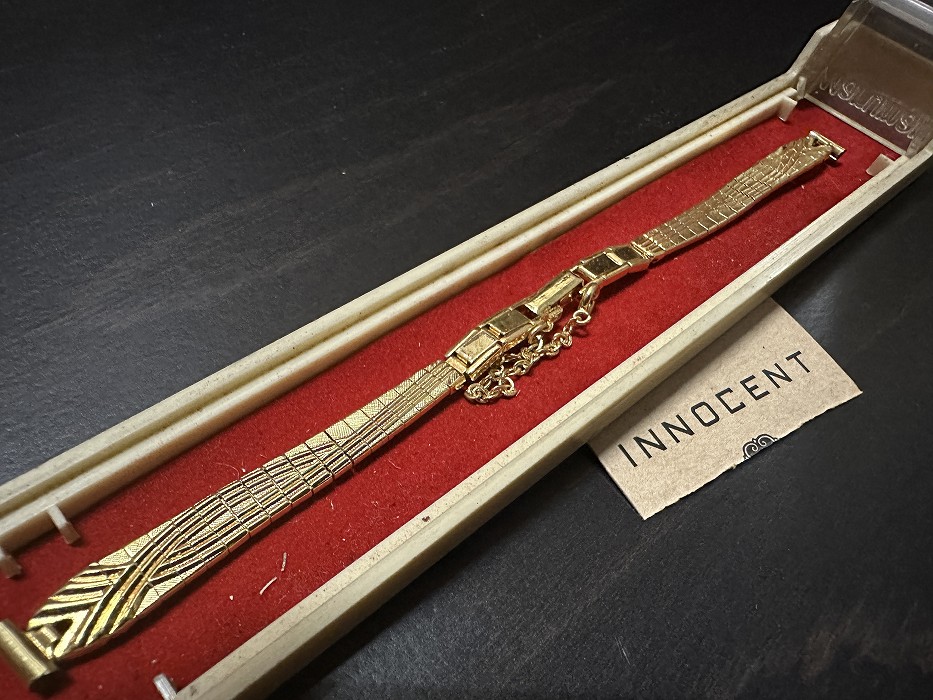 108181 Maruman 腕時計ベルト 0.8mm 金メッキ 金色 蛇腹 DEAD STOCK