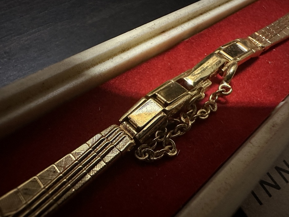 108181 Maruman 腕時計ベルト 0.8mm 金メッキ 金色 蛇腹 DEAD STOCK