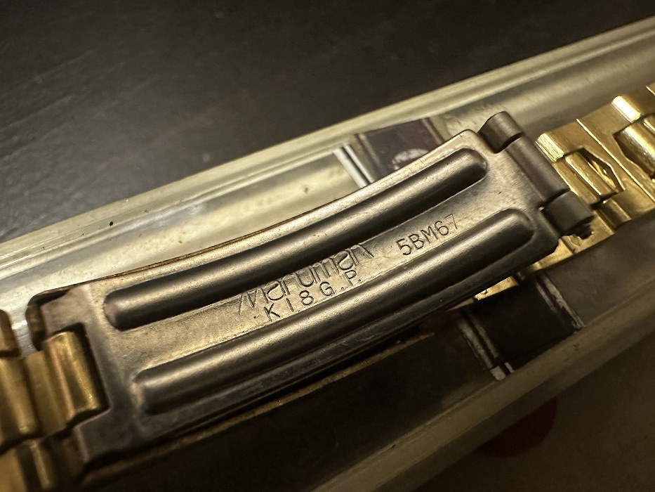 108182 Maruman 腕時計ベルト 18mm 金メッキ  金色 蛇腹  DEAD STOCK