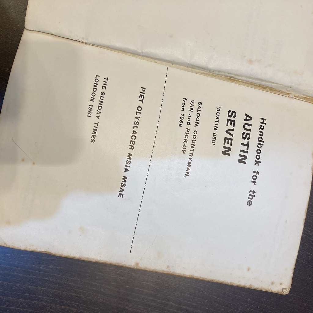 B4629「AUSTIN SEVEN 850 P.OLYSLAGER MOTOR MANUALS 11」ミニ オースチン モーターマニュアル 整備書