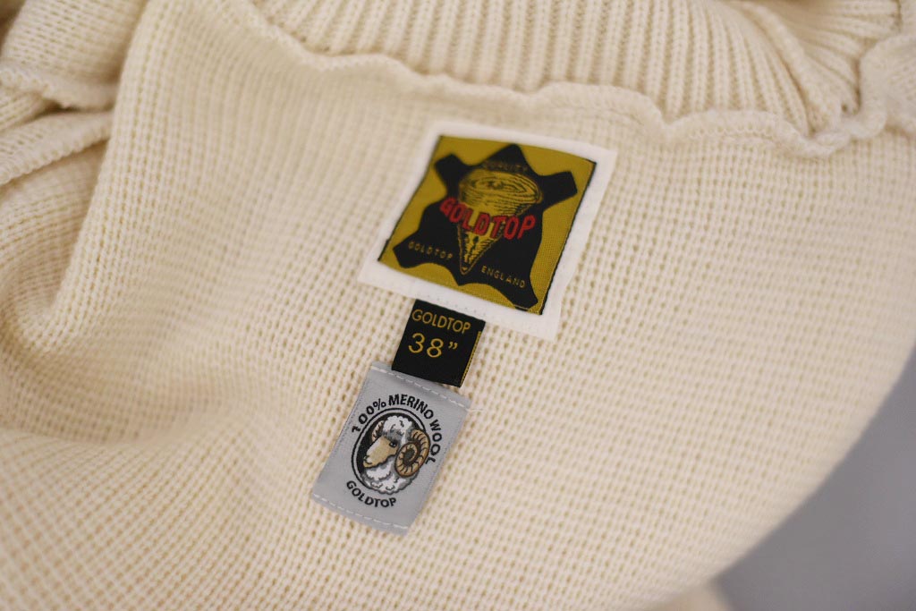 FW 英国「GOLDTOP」「100%Merino Wool Fitted Submariner Sweater」フィット サブマリーナー セーター COLOR：WHITE　　送料無料