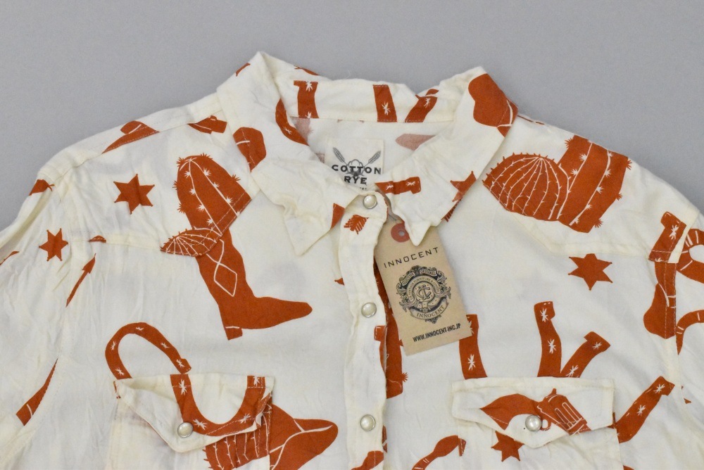 109296 「COTTON RAE」  ヴィンテージ 長袖 ウェスタンモチーフ柄 シャツ