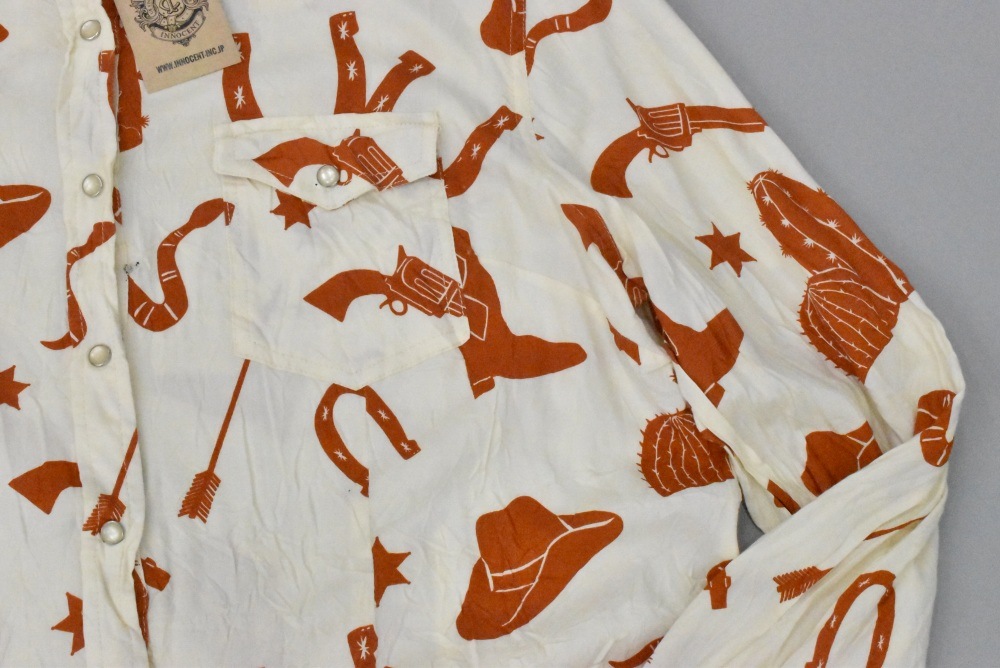 109296 「COTTON RAE」  ヴィンテージ 長袖 ウェスタンモチーフ柄 シャツ