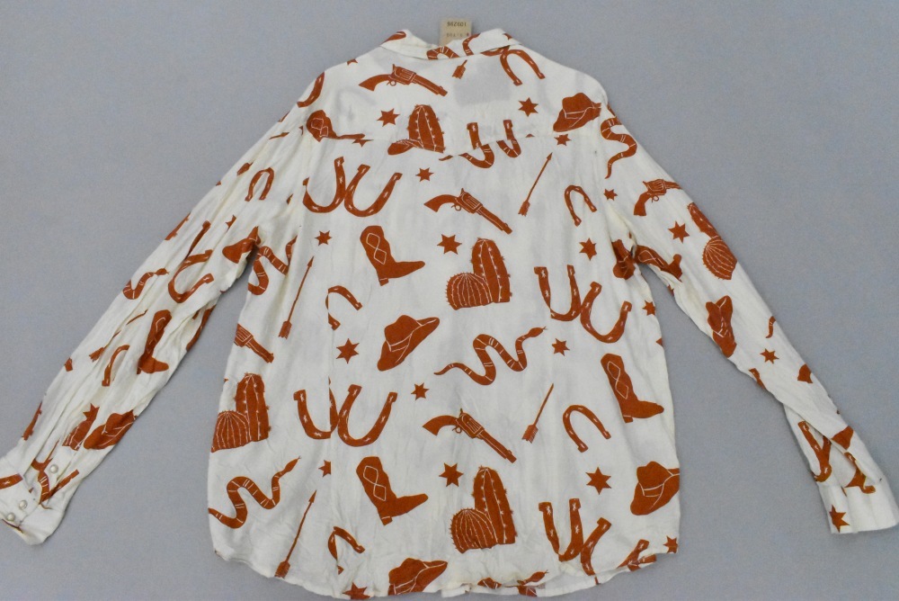 109296 「COTTON RAE」  ヴィンテージ 長袖 ウェスタンモチーフ柄 シャツ