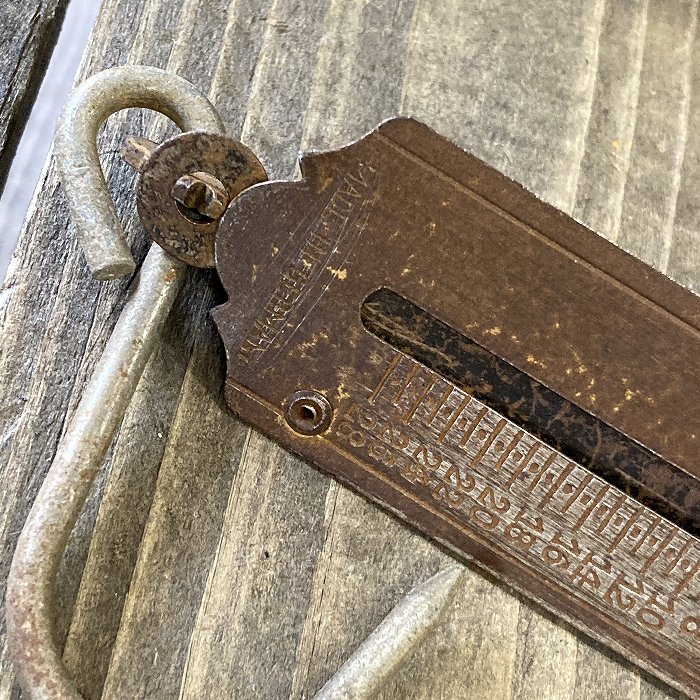 106378 ヴィンテージ　「POCKET BALANCE」　バネ秤　計量器　吊り下げ式秤　スケール　真鍮製　ブラス　ドイツ MADE IN GEAMANY