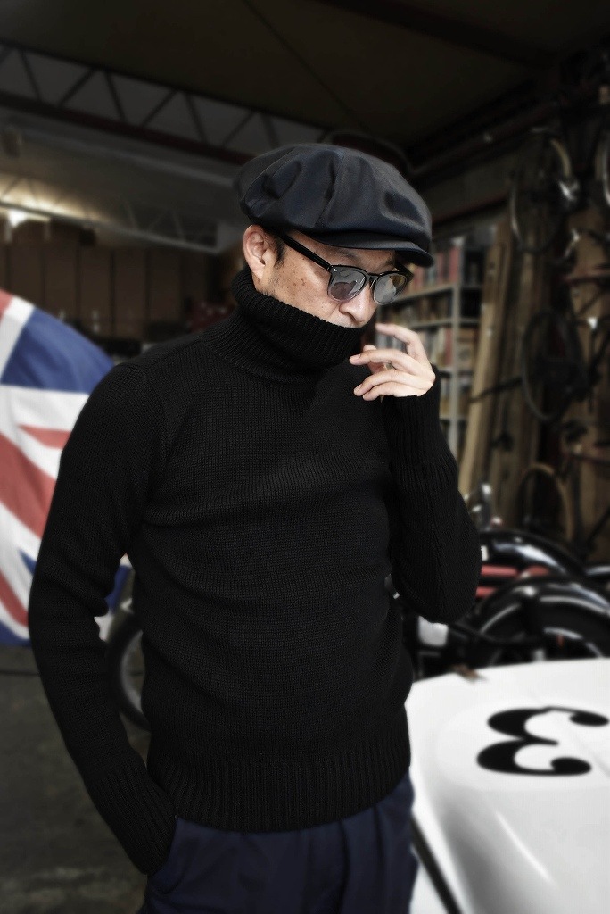FB 英国「GOLDTOP」「100%Merino Wool Fitted Submariner Sweater」フィット サブマリーナー セーター COLOR：BLACK　　送料無料