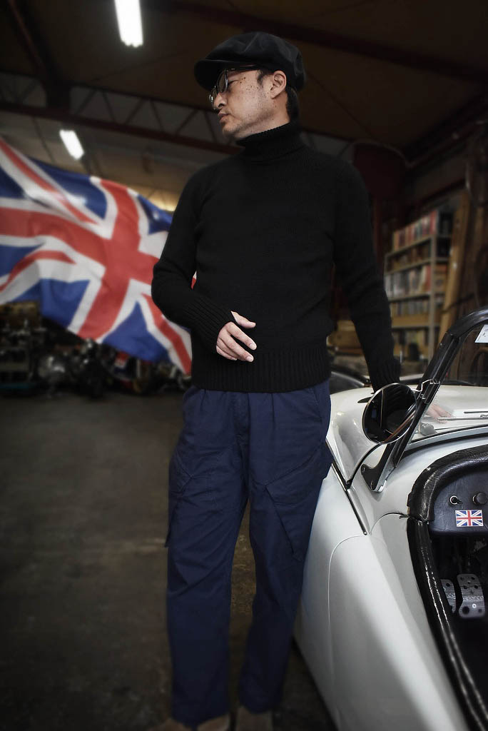 FB 英国「GOLDTOP」「100%Merino Wool Fitted Submariner Sweater」フィット サブマリーナー セーター COLOR：BLACK　　送料無料