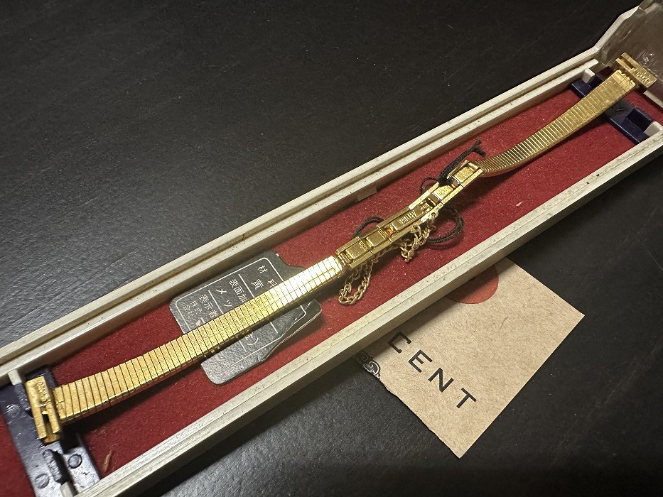 108185 Maruman 腕時計ベルト 10mm 金メッキ  金色 蛇腹  DEAD STOCK