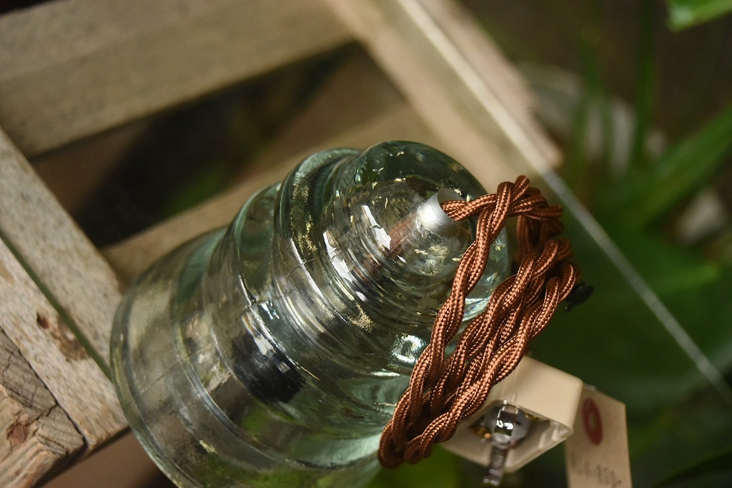 104757 インダストリアル　ガラスインシュレーター　ランプ　照明　USA　　碍子　i005CB