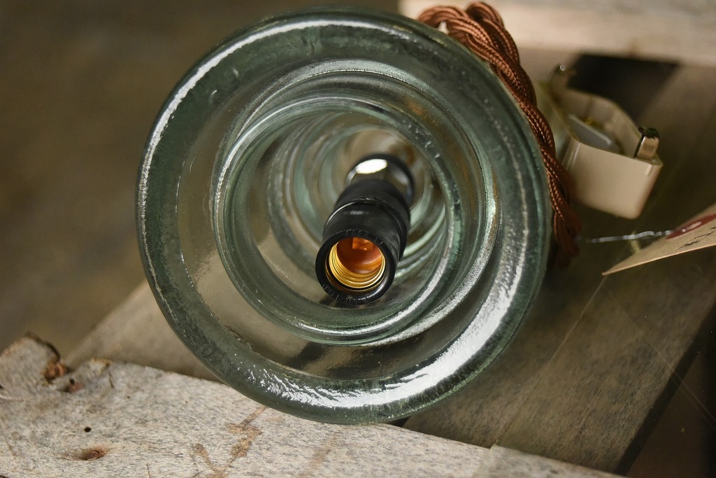 104757 インダストリアル　ガラスインシュレーター　ランプ　照明　USA　　碍子　i005CB