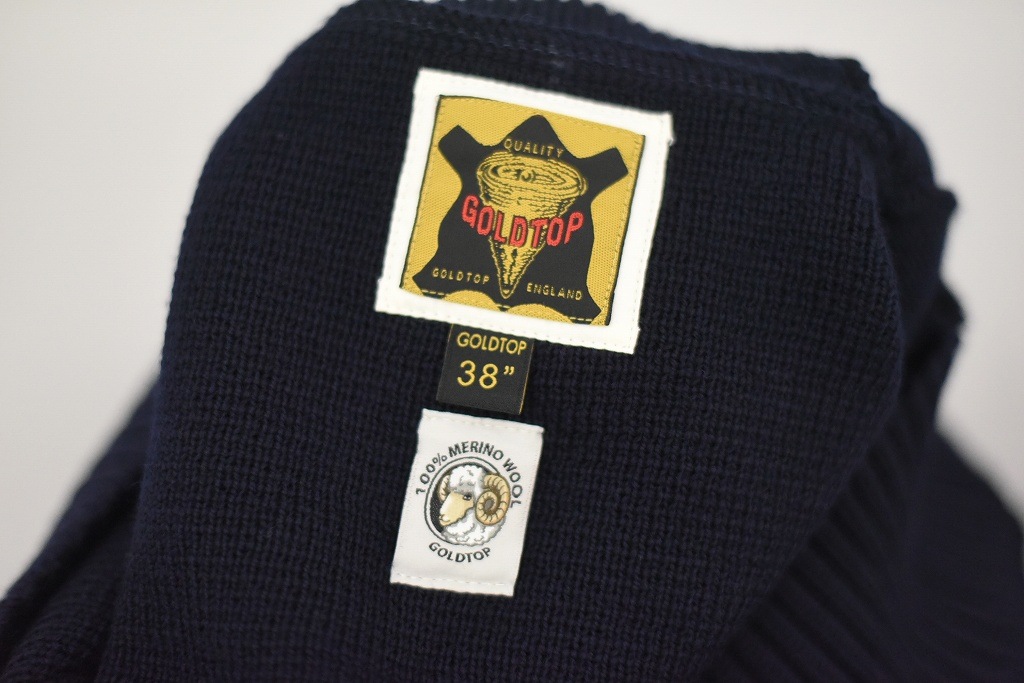 FN 英国「GOLDTOP」「100%Merino Wool Fitted Submariner Sweater」フィット サブマリーナー セーター COLOR：NavyBlue　　送料無料