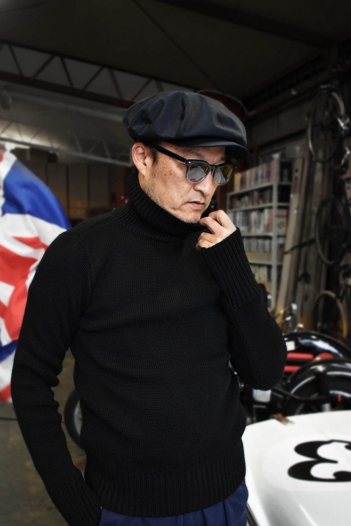 FN 英国「GOLDTOP」「100%Merino Wool Fitted Submariner Sweater」フィット サブマリーナー セーター COLOR：NavyBlue　　送料無料