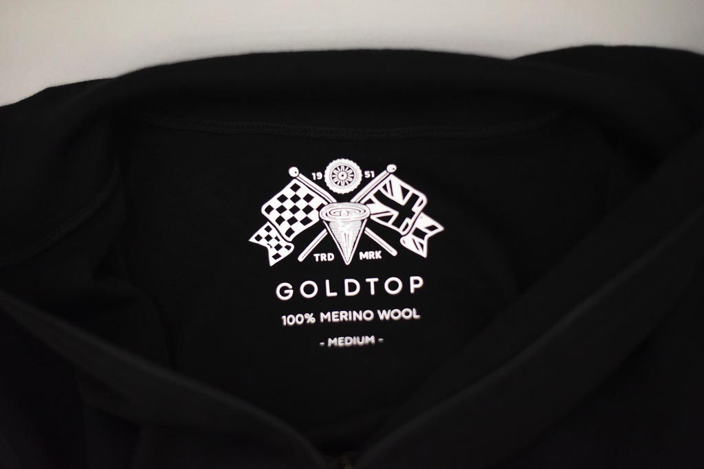 GB 英国 「GOLDTOP」「100% Merino Wool Zip Up Base Layer」 ジップアップ ベースレイヤー COLOR：BLACK