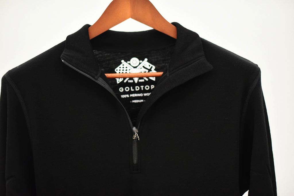 GB 英国 「GOLDTOP」「100% Merino Wool Zip Up Base Layer」 ジップアップ ベースレイヤー COLOR：BLACK