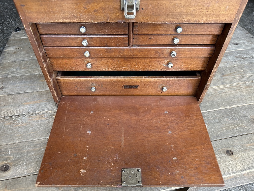 108027 ヴィンテージ 「UNION」 ウッドボックス インダストリアル キャビネットケース ケース 引き出し