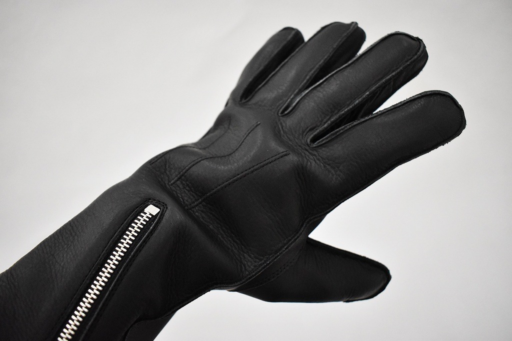 英国 「GOLDTOP」 Zipped Fleece Lined Cafe Racer Gloves 本革カフェレーサーグローブ