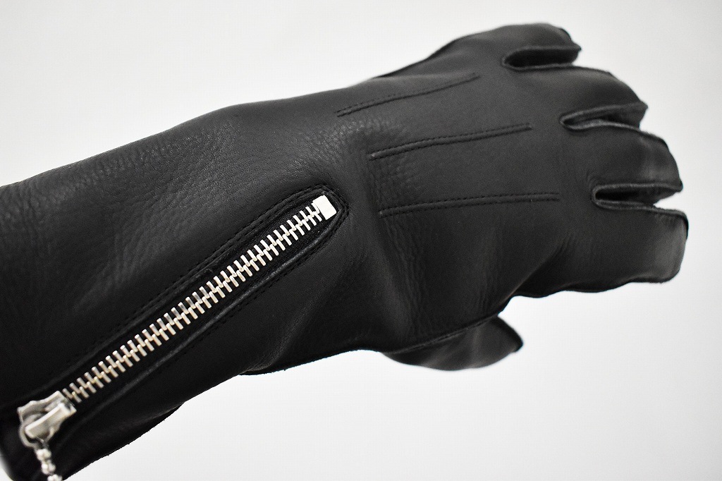 英国 「GOLDTOP」 Zipped Fleece Lined Cafe Racer Gloves 本革カフェレーサーグローブ