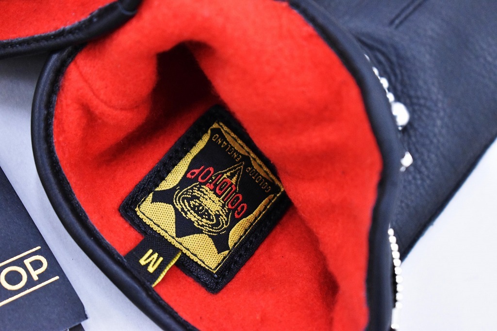 英国 「GOLDTOP」 Zipped Fleece Lined Cafe Racer Gloves 本革カフェレーサーグローブ