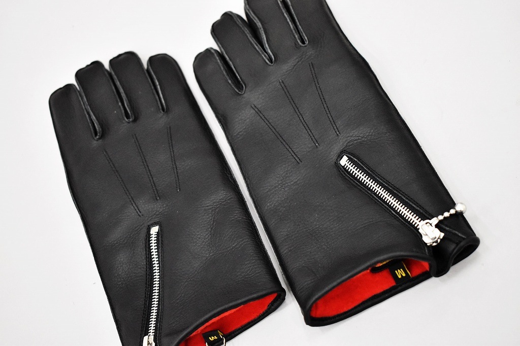 英国 「GOLDTOP」 Zipped Fleece Lined Cafe Racer Gloves 本革カフェレーサーグローブ