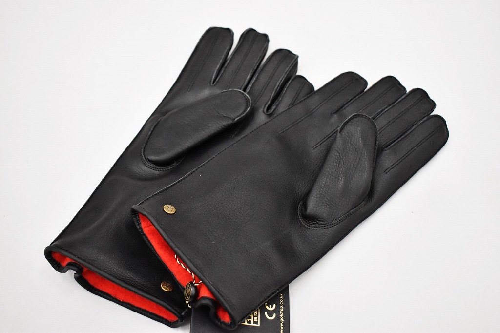 英国 「GOLDTOP」 Zipped Fleece Lined Cafe Racer Gloves 本革カフェレーサーグローブ