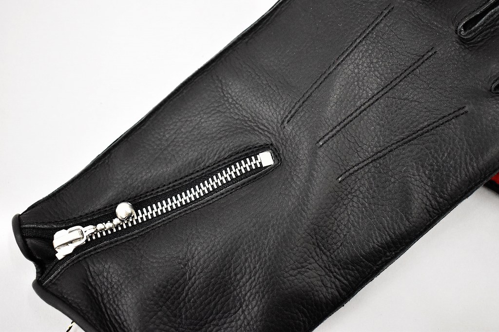 英国 「GOLDTOP」 Zipped Fleece Lined Cafe Racer Gloves 本革カフェレーサーグローブ