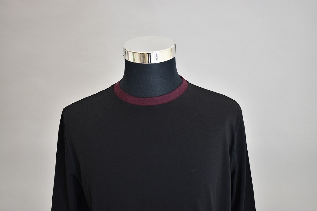 CW INNOCENT Original products 「極上ウール圧縮ニット クルーネック」　COLOR : BLACK/WINE RED