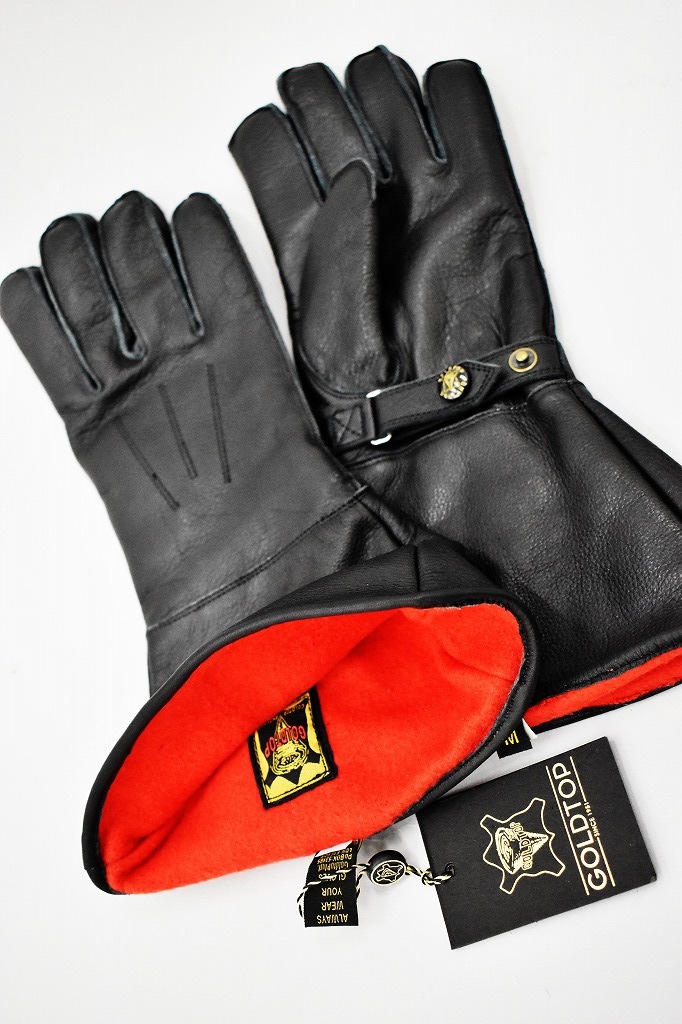 英国 「GOLDTOP」 Fleece Lined Gauntlet 本革ガントレット グローブ