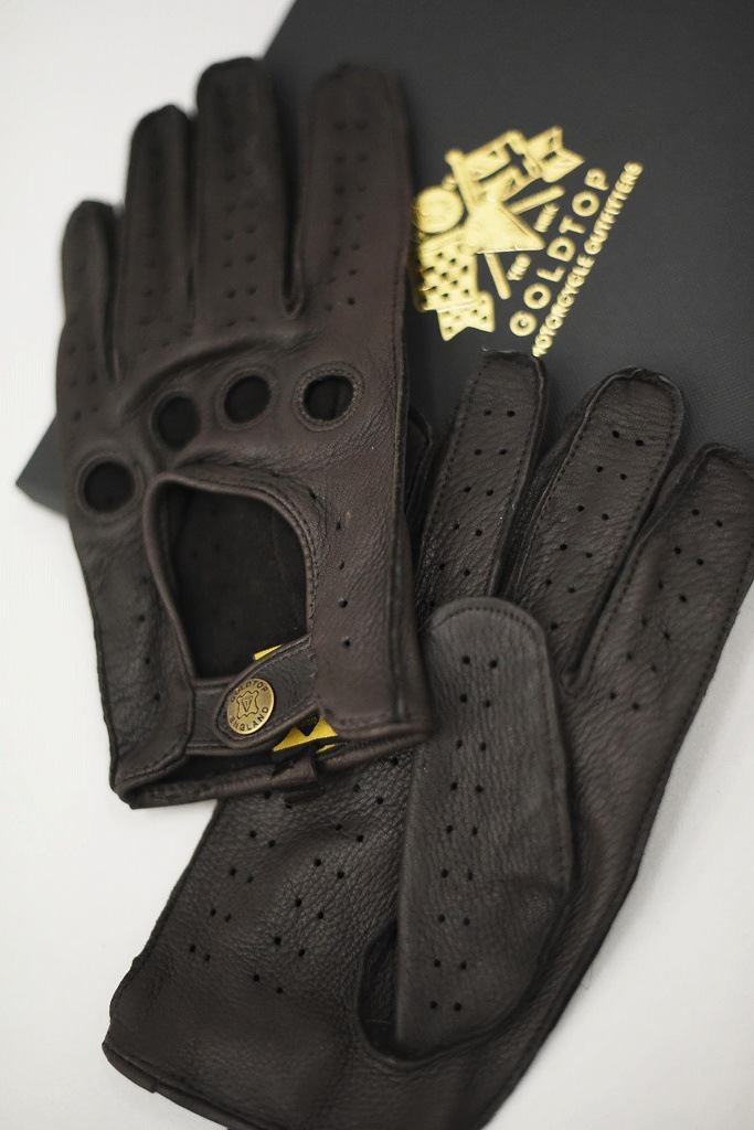 DD 英国 「GOLDTOP」 「Classic Deerskin Leather Driving Gloves」 DarkBlown 鹿革ドライビンググローブ