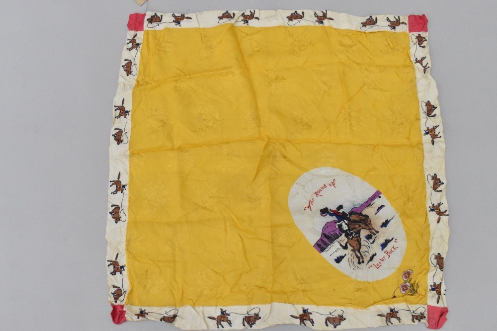 108826 ヴィンテージ 中判 スーベニア カウボーイ スカーフ  Souvenir scarf