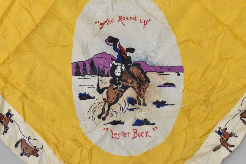 108826 ヴィンテージ 中判 スーベニア カウボーイ スカーフ  Souvenir scarf