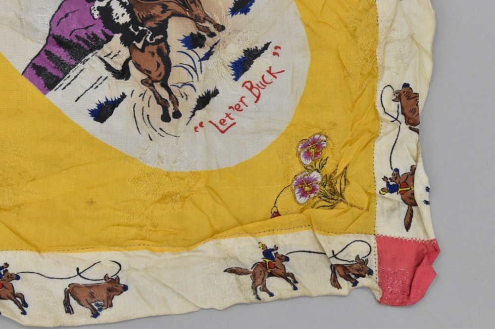108826 ヴィンテージ 中判 スーベニア カウボーイ スカーフ  Souvenir scarf