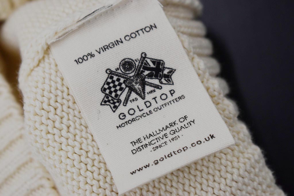 英国 「GOLDTOP」「1920s Motorcycle Racing Sweater」レーシングセーター　 COLOR：Ecru/Black Stripe