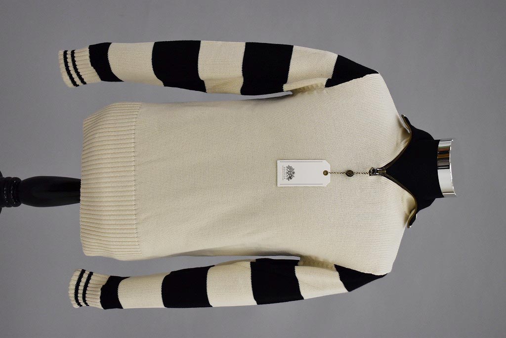 英国 「GOLDTOP」「1920s Motorcycle Racing Sweater」レーシングセーター　 COLOR：Ecru/Black Stripe
