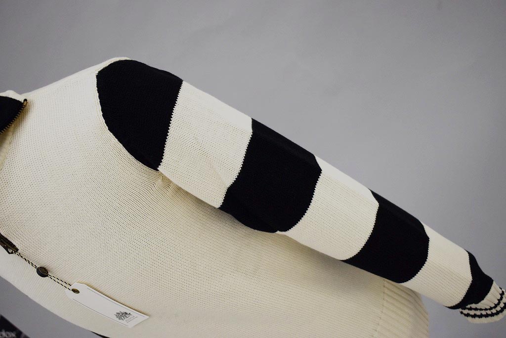 英国 「GOLDTOP」「1920s Motorcycle Racing Sweater」レーシングセーター　 COLOR：Ecru/Black Stripe